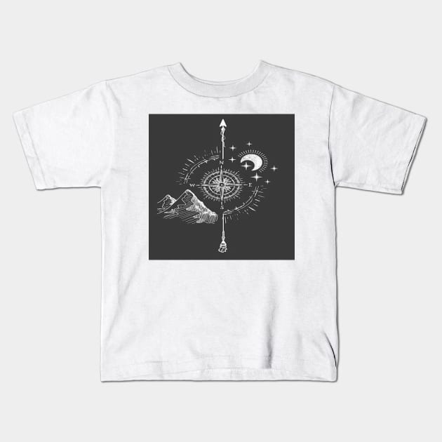 Map Compass Kids T-Shirt by ArtoTee